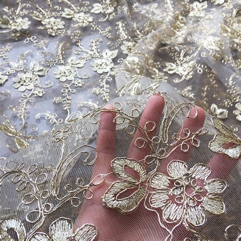 Metallic Gold Flower Fabric 